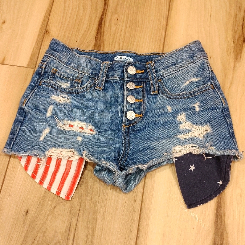 Old Navy Kids Denim Shorts With Large Patterned Pockets